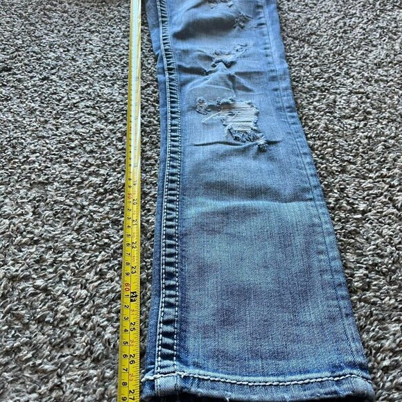 BKE Asher Blue Denim Jeans Size 26 Distressed Y2K Grunge Preppy Straight Leg - Picture 6 of 6